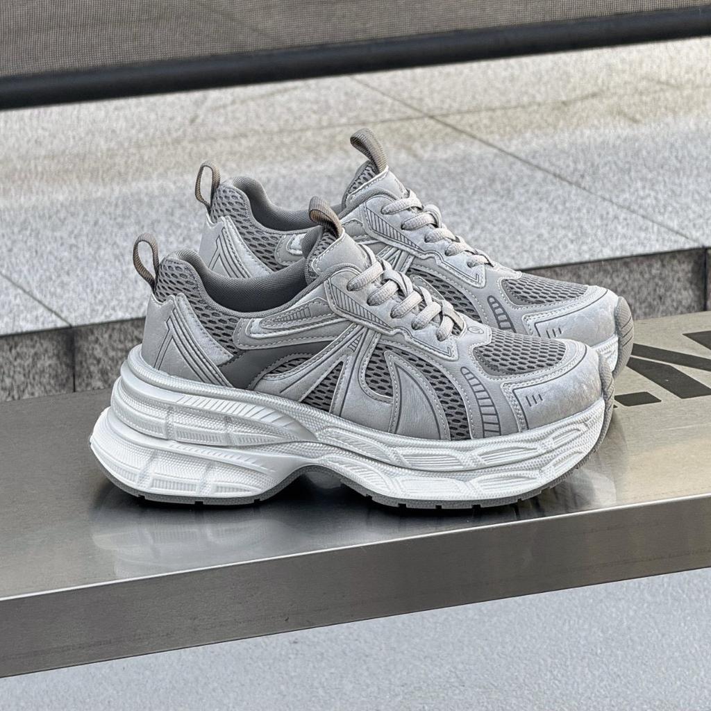 Atmungsaktive Plateau-Dad-Schuhe aus Leder-Mesh für Damen, Herbst 2025 neu, bequem und vielseitig, lässige Sportschuhe