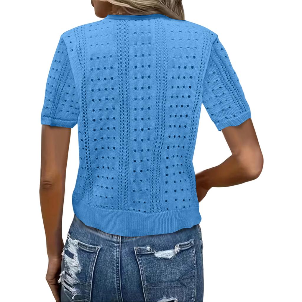 Damen Strick Offene Vorderseite Strand Überwurf - Kurzarm Cropped Cardigan für Sommer Strandurlaube