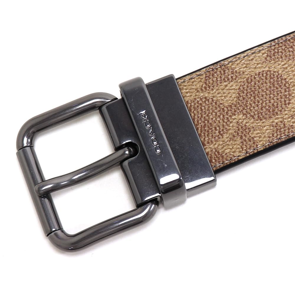 Coach Reversible Belt in Tan and CY922 QBRMO Men's Charcoal, [Used]