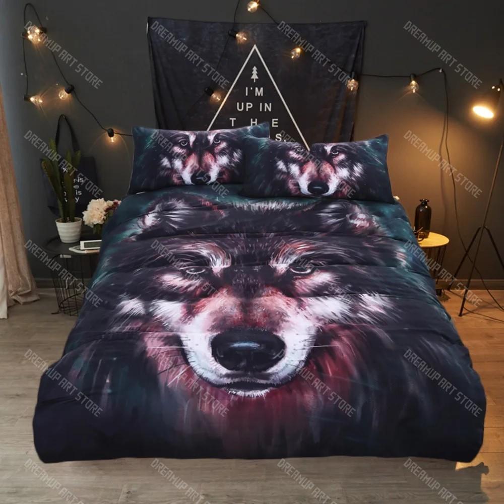 Digital Wolf Duvet_Doona Cover Set Single Twin Double Queen King Cal King Size Bed Linen Set