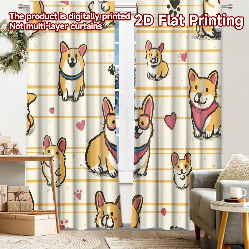 

2pcs, 2D FLAT PRINTING Curtains (Without Rod) Corgi Parade(1) Popular Curtains&Drapes Festival Versatile Polyester Curtains 52.50 × 116.00 cm 2 pcs