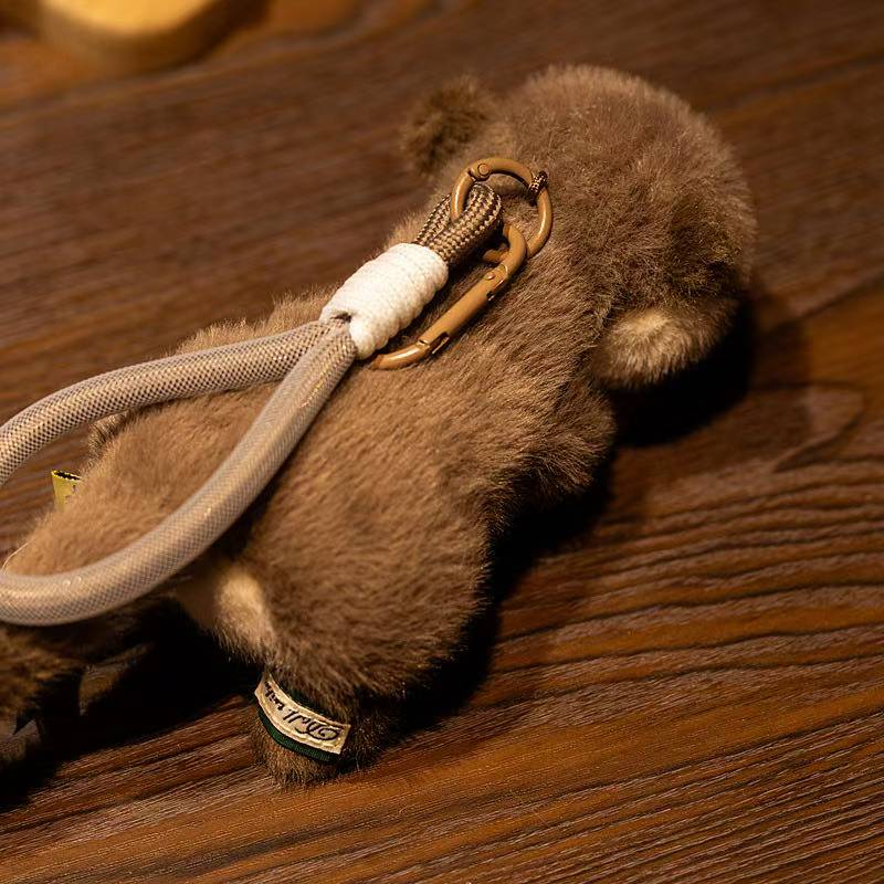 Roztomilý vydří plyšový klíčenka Realistický plyšový vydří zvířecí přívěsek Panenka Měkké plyšové hračky Kroužek na klíče pro ozdobu tašky Dárky Dívka