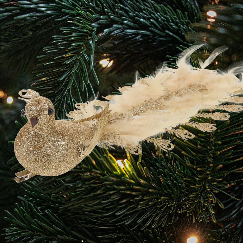 Künstliche Pfauendekoration Glitzernde Ornamente Realistische Vögel Hängende Dekoration Weihnachtsbaum Feiertagsdekorationen Heimausstellung