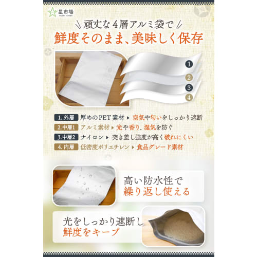 [Developed In Collaboration with a Long-established Rice Manufacturer] 5kg Rice Storage Bags, Made In Japan, Aluminum Bags, Triple Zipper and Four-Lay