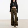 American Personalized Leopard Print Jeans Women's Spring and Autumn New High-waisted Straight Loose Wide-leg Mopping Jeans