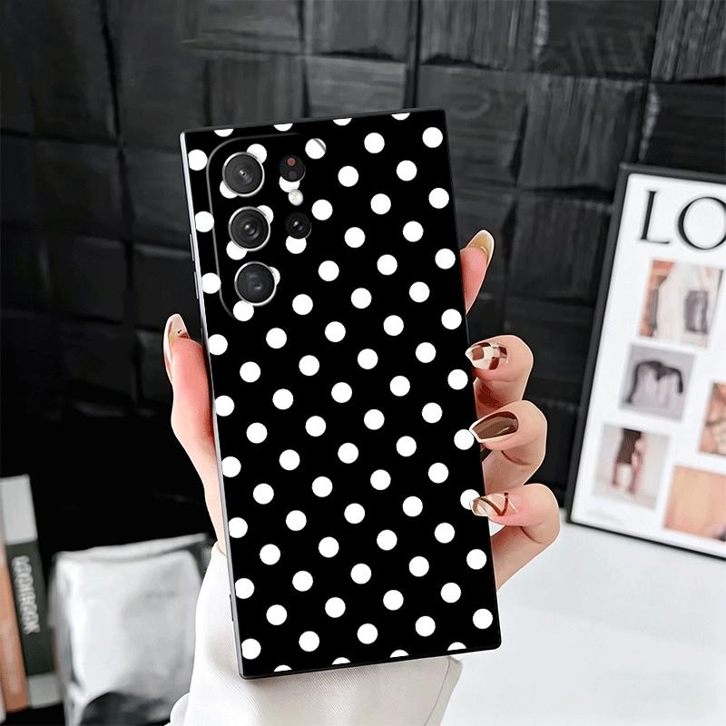 Polka Dots Art Fashion Desgin Soft Phone Case for Samsung Galaxy S26 S25 Edge S24 Ultra S23 Plus S22 S21 FE S20 Black Cover Back