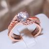 Creative Twisted Intertwined Shimmering Zirconia Ring Women  Stamp Rose Gold Wedding Jewelry Valentine's Day Gift