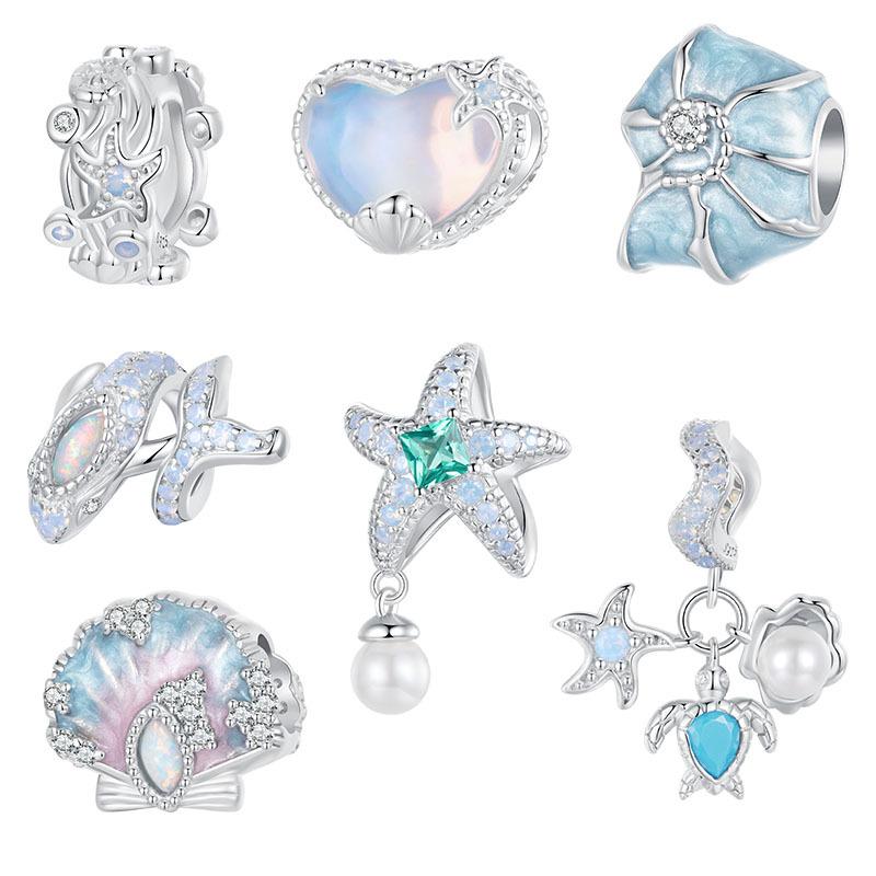 Ozeanwind Serie DIY Armband Perlenzubehör, Seestern Muschel S925 Sterlingsilber Perlen Lose Perlen