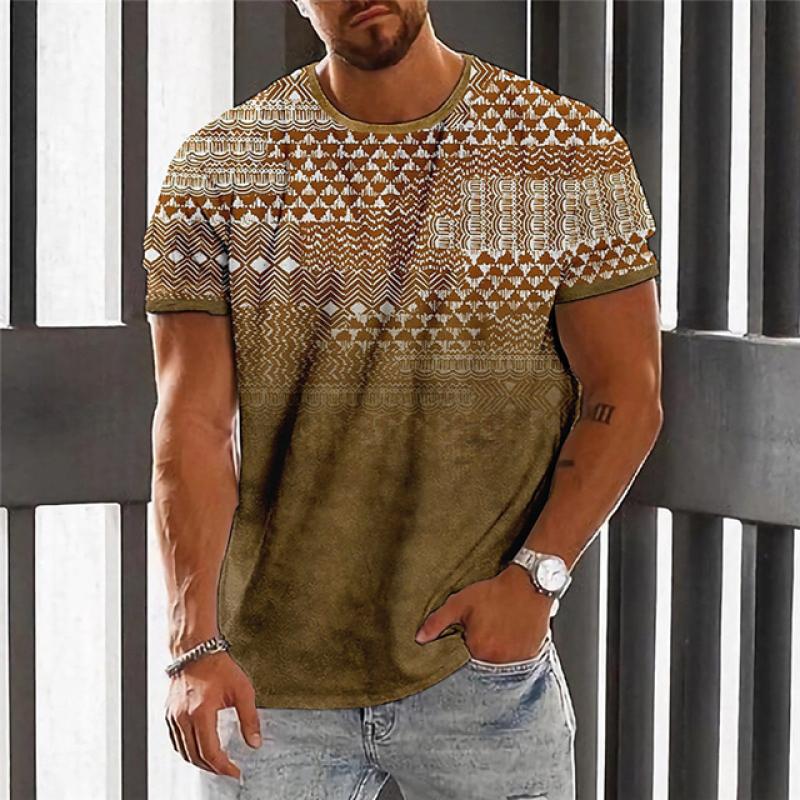 T-Shirt mit Vintage-Musterelementen und Aufdruck für Herren, atmungsaktiv, modisch, sportlich, kurzärmelig, für den Sommer, lässig, Unterhemd für Herren