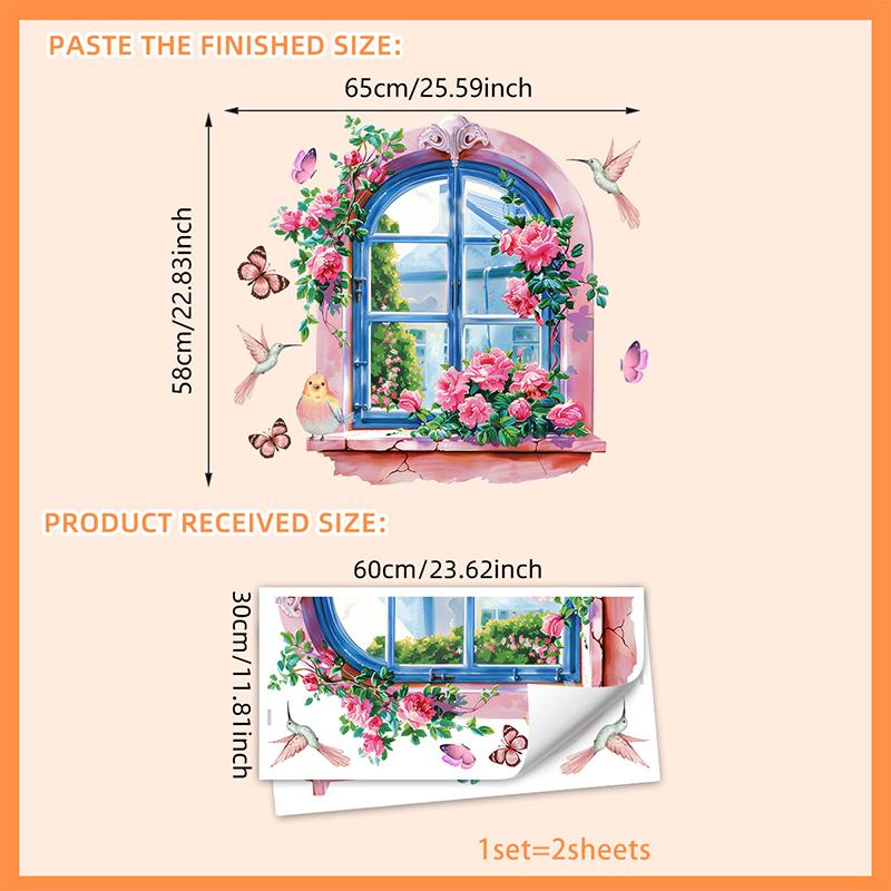 

2 шт., наклейки на стену с изображением окна, без очков, 3D-декор для стен, отклеивающиеся и приклеивающиеся наклейки для гостиной, ванной комнаты