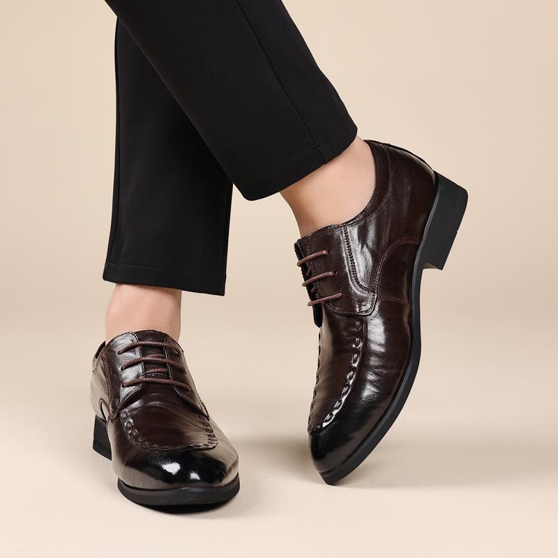 Men'S Business Casual Leather Shoes Leather First Layer Sheepskin Men'S Shoes Soft Sole Dress Pointed Shoes