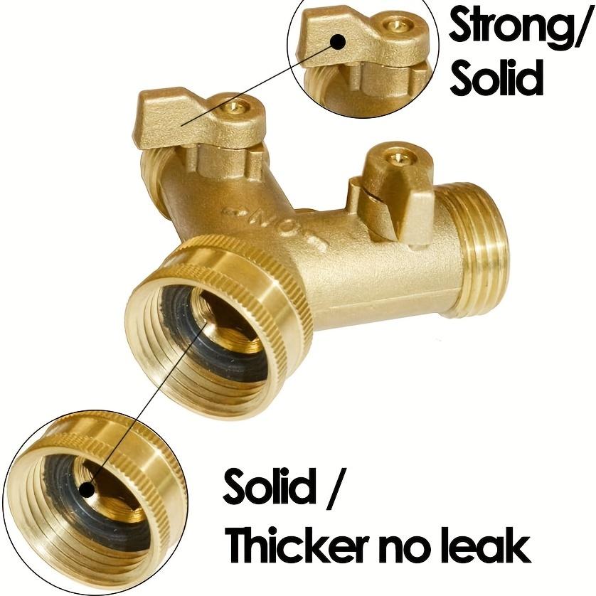 1pc, Garden Hose Y Valve Hose Splitter Brass Hose Splitter With Solid Brass Handle Brass Y Valve 