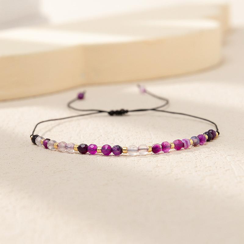 Bohemian colored rice bead bracelet women's ins wind niche faceted stone adjustable hand rope jewelry tide