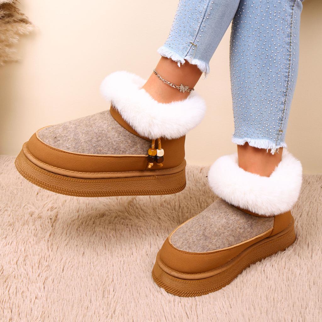 Foreign trade large size women's shoes snow boots women's 2025 autumn and winter new thick-soled warm and velvet large cotton shoes fashion