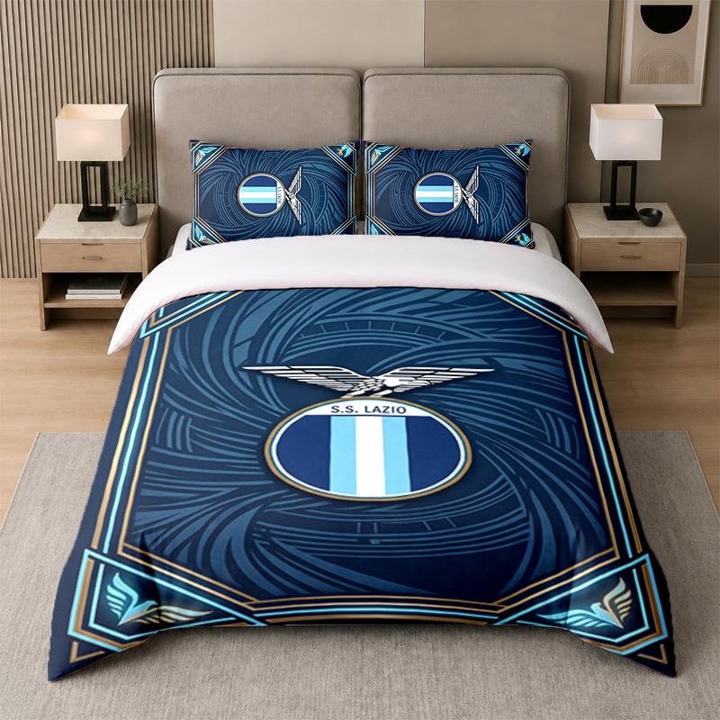 3Pcs Bedding SetLazio FC Soft Bed Sheet and Two Pillowcases Home Bedroom Decor