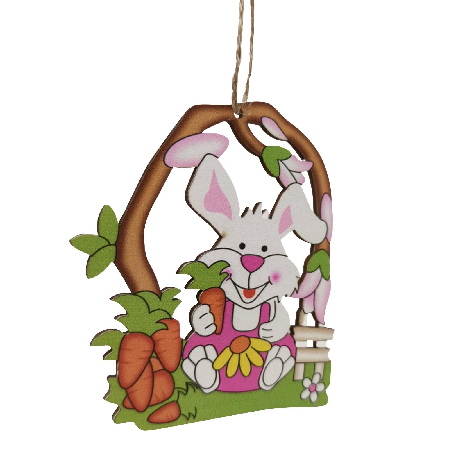 Деревянный Пасхальный Кролик Милый Стиль Партии Ремесел Деревянные Подвесные Украшения One Size