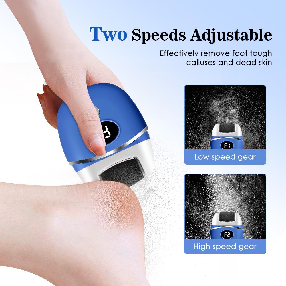 Rechargeable 2-Speed Electric Foot File with 2 Replacement Heads for Removing Dead Skin & Calluses