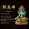 Nepal Tibet Craft Handmade Pure Copper Green Tara Statue Tibetan Buddhist Tantric Painted