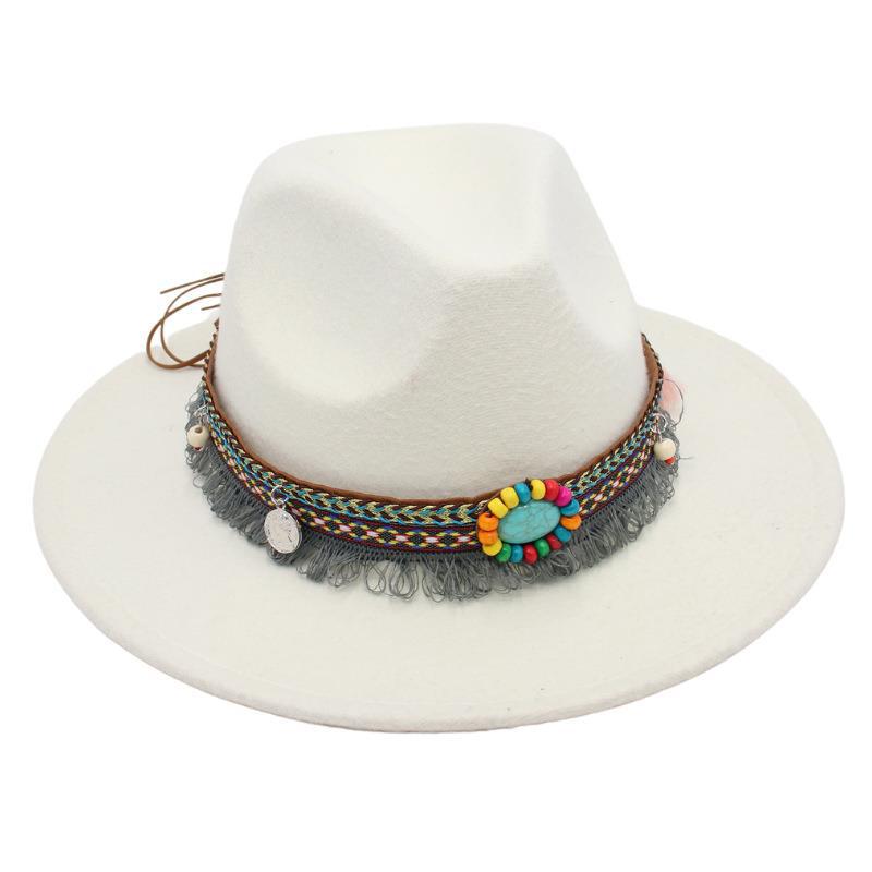 Ethnic Style Top Hat, Gem Decorated Jazz Hat, Men'S And Women'S Felt Hats, Mongolian Plush Hats, Fedora Hats Are Trendy