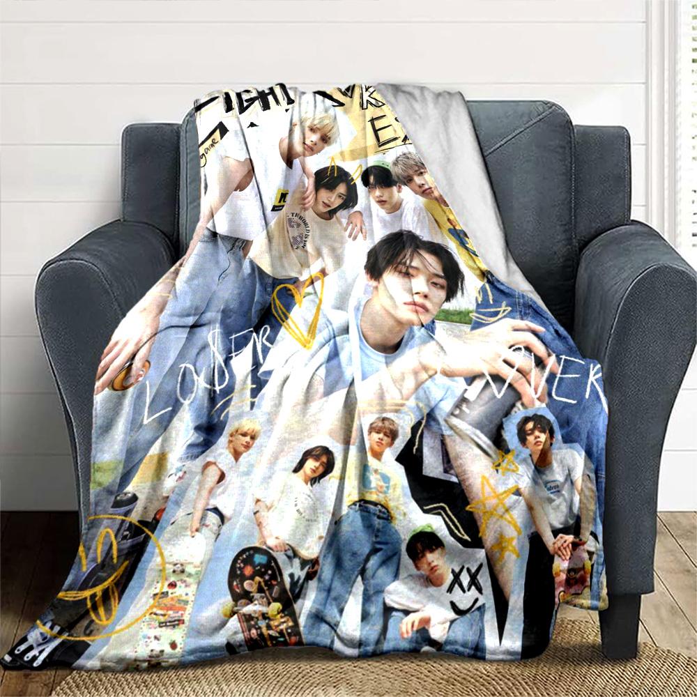 Txt Print Flannel Blanket High Quality Warm Comfortable Cover for All Seasons Perfect for Gifts Home Decor
