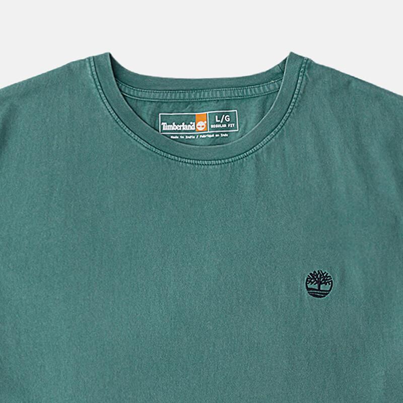 Timberland Ss24 Solid Logo Short Outdoor Casual Breathable Short Sleeve T-Shirt Men Tops Blue-Green A2PW3-CL6