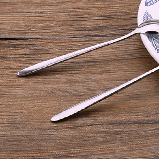 2Pcs Spoon Durable Long Handle Easy To Clean Stainless Steel Soup Spoons Dinner