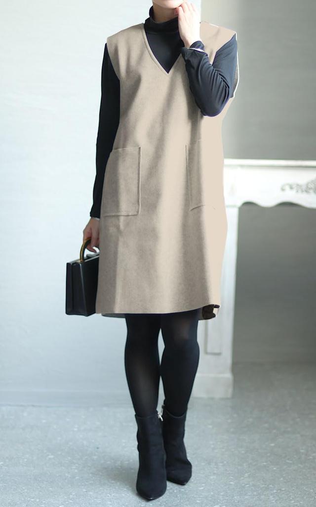 Gold Japan Plus Size and Dress Set with Turtleneck and Long Sleeves Women's Tops, Jumper, Skirt, (JP, Alphabet, 5L, Beige)