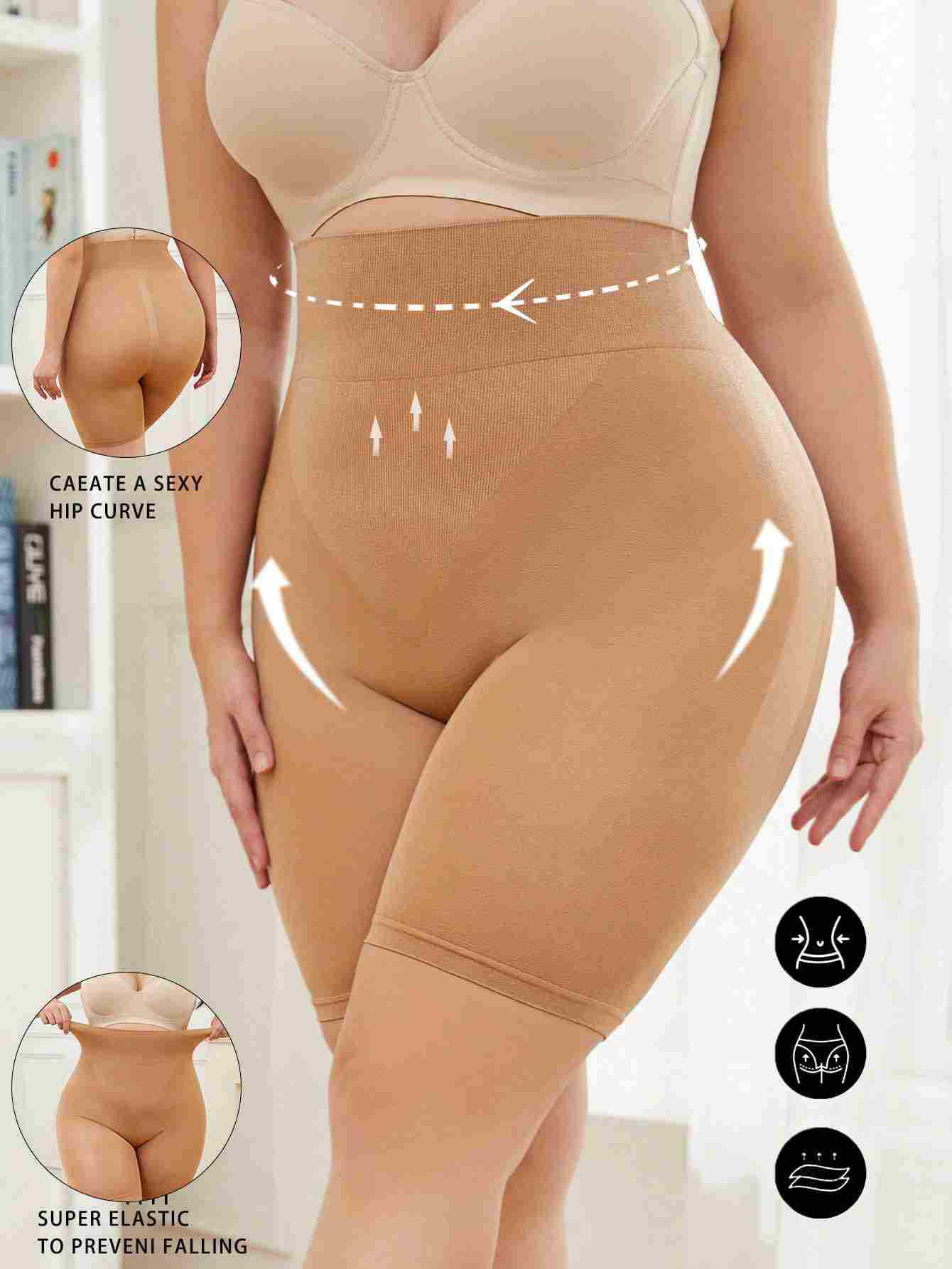 

Plus Size Women s Waist Cincher and Hip Lift Shaping Boxer Briefs - Breathable Tummy Control Slimming Outerwear 2XL