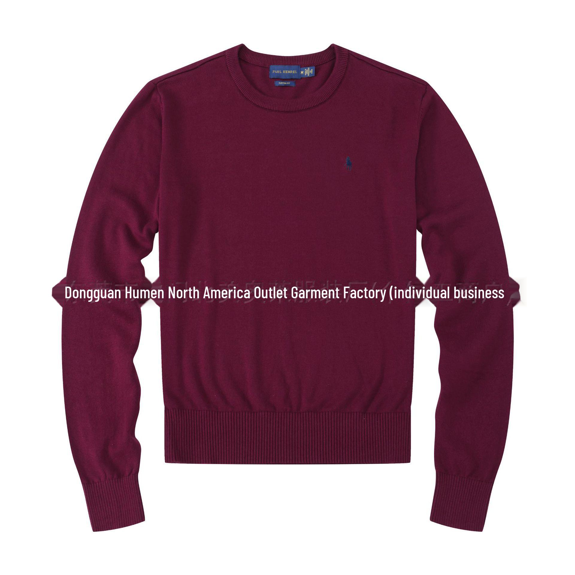 

Осенне-зимний мужской повседневный тонкий свитер из хлопка с круглым вырезом и логотипом RL Pony M вино красного