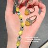 Vintage-Style Yellow Chalcedony Flower Charm Bracelet Earrings Set 18K Gold Plated Handmade Jewelry Women