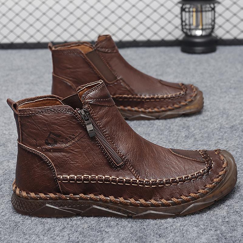 Men's Large-sized Casual Leather Shoes,anti-slip and Wear-resistant Lightweight Boots,men's Comfortable Soft-soled Outdoor Boots