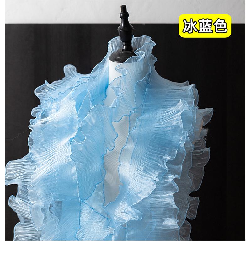 Mermaid Style Colorful Mesh Lace Trim 12CM Width 91CM Length Decorative Ruffled Edge Fabric for Sewing Crafts and Garment Embellishment