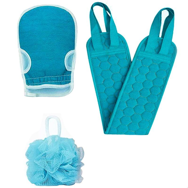 3PCS/set Exfoliating Bath Towel Body Scrubber Exfoliating Gloves Back Scrubber Dead Skin Remover Bathroom Massager Accessories