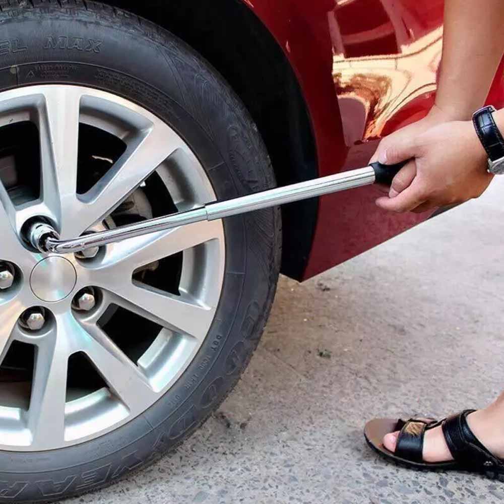 Professional Extendable Wheel Brace Wrench Telescopic with Socket Tyre Nut 17mm 19mm 21mm 23mm For Car Repairs Tools