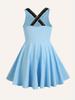 Vestito Skater Estivo Senza Maniche da Bambina - Tessuto Elastico Traspirante in Seta di Ghiaccio, Stile Skater Sportivo per Tennis, Danza e Uso Quotidiano