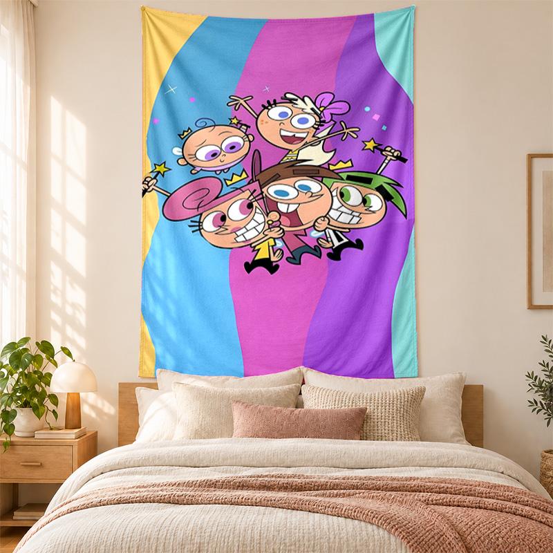 Fairly OddParents Wandteppich hohe Qualität zur Dekoration von Wohnzimmer Schlafzimmer Studentenwohnheim Wänden ideal als Schlafzimmer Wandkunst oder Weihnachtsgeschenk