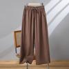 Women's Casual Wide-Leg Cotton Linen Pants - Summer Thin, Loose Fit, Nine-Point Length, Slim and Tall Look