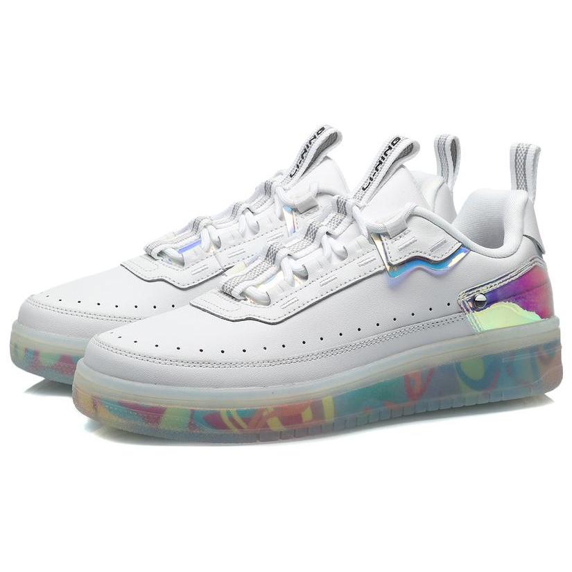 New LiNing CF Tracing Anti Slip And Wear Resistant Lightweight Low Top Skateboard Shoes Women's White Black Gray AGCP232-15