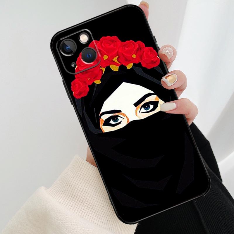 Muslim Islamic Girls Arabic Hijab Phone Case For iPhone 17 Pro Max 16 15 14 11 12 13 Pro Max mini 15 16 Plus 16e 17 Air Cover