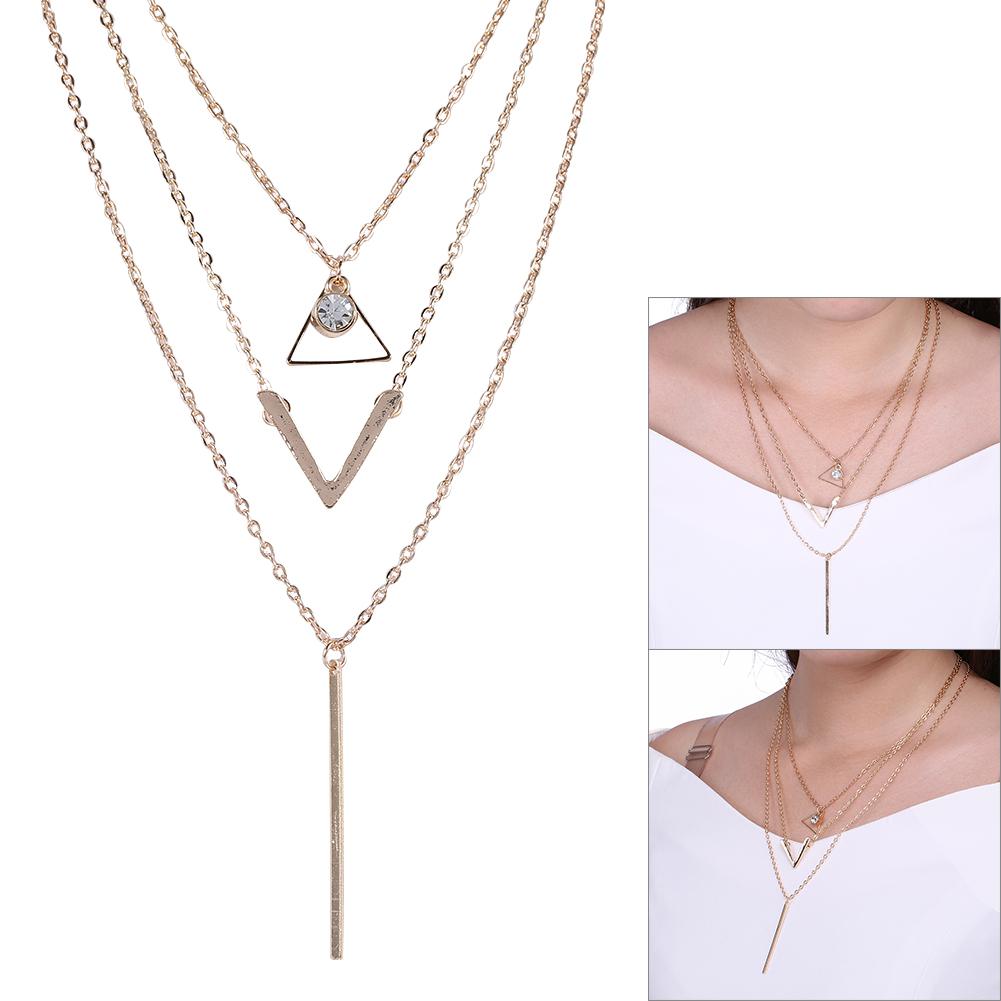 Fashion Lady Women Jewelry Multi layer Necklace Clavicle Chain Collar Pendant Accessory