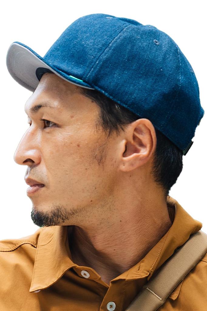 Nakota BOLD ROUND CAP Baseball Short Solid Simple Casual and XL Indigo Cap, Brim, Denim, Style, Men's Women's, Spring, Summer, Autumn, Winter, (Head