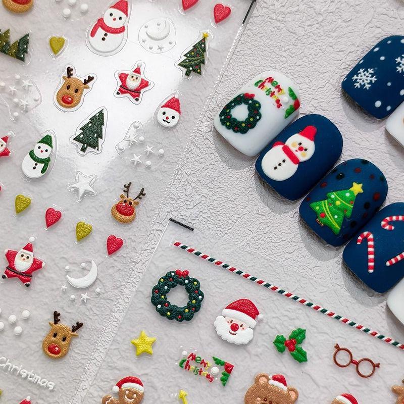Cute Deer & Snowman Nail Art Stickers - Christmas Series Fashion Decor