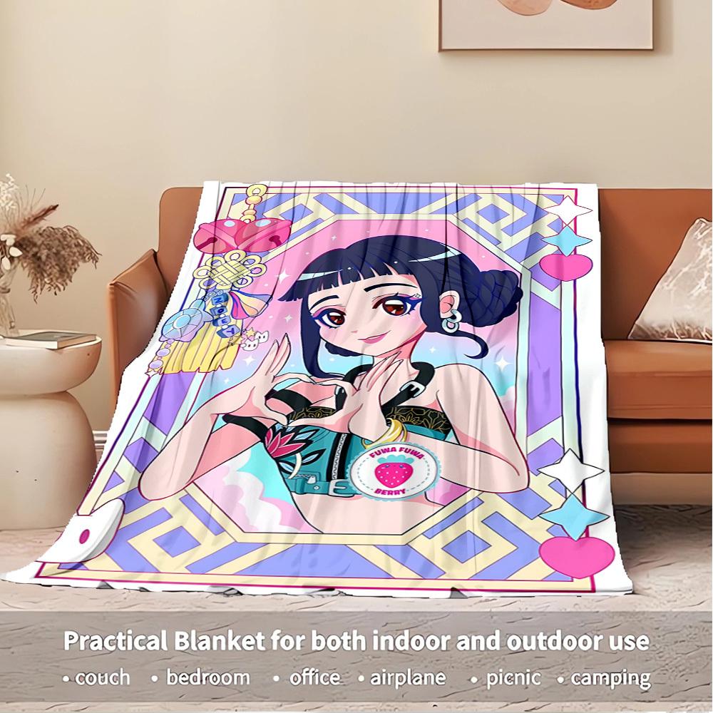 K-POP Anime Girls Group Four Seasons Soft Warm Blanket All-Season Thick Knit Polyester Bedspread for Bed, Camping, Travel Perfect Gift