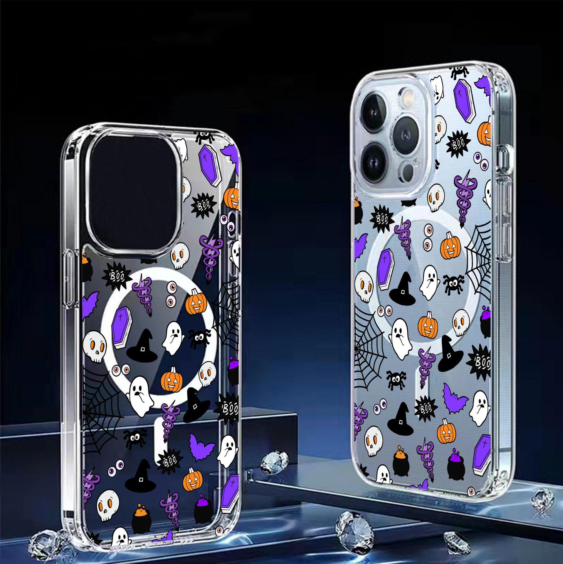 Purple Bat Magnetic Transparent Case for iPhone 15/16/17 Pro Max - Full Coverage Protection iPhone 15 Pro Max