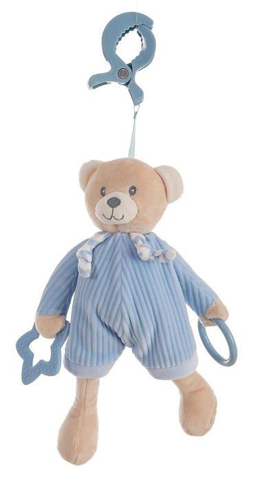 Plush Rattle - CREACIONES LLOPIS - Bear - Velvet - 26 Cm - Blue