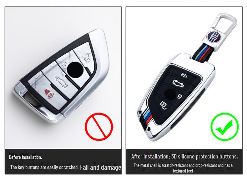 BMW 5 Series Key Cover for 530, 525, 325li - Metal Shell with Buckle