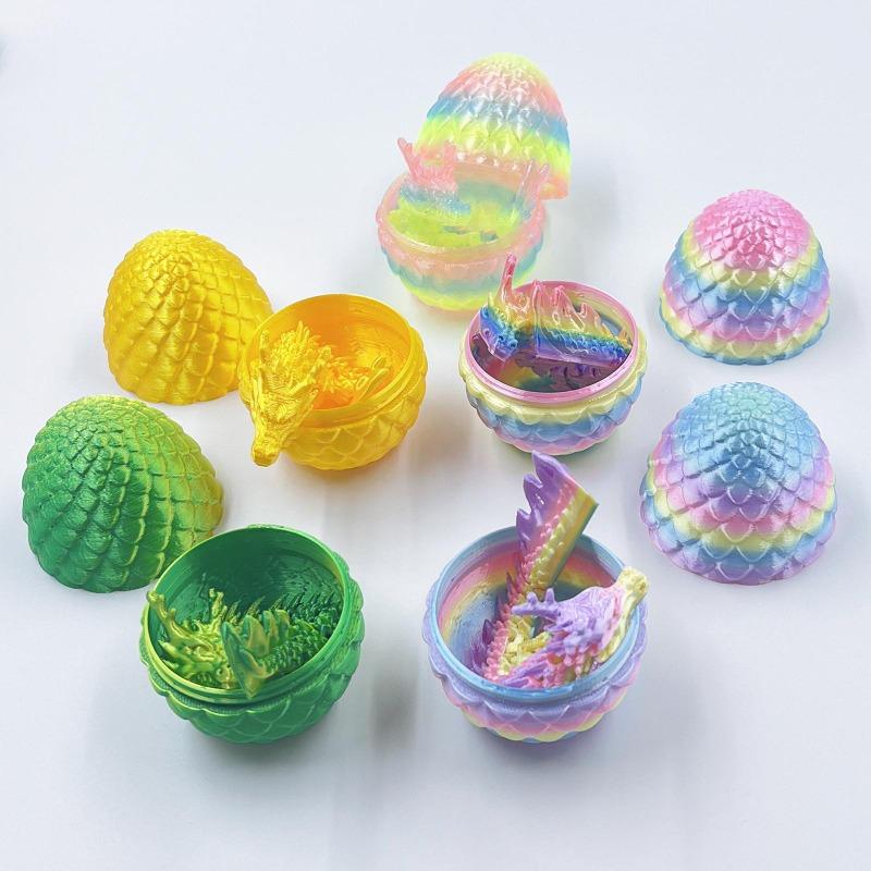 1PC Dragon and Dragon Egg Set Ornaments - Bright and Colorful Plastic Statues for Home Decor, Aquariums, Gardens Offices and Party Surprise Gift Boxes