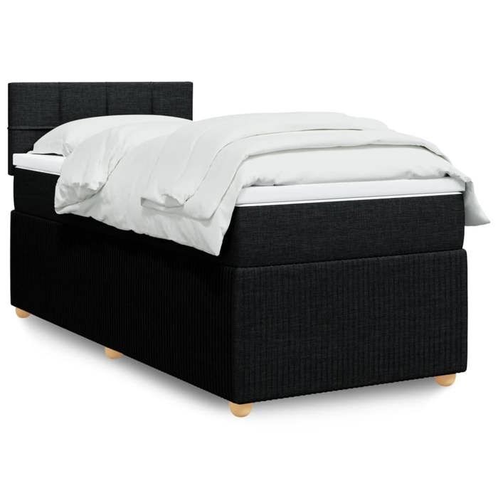 VidaXL Slat Bed Base with Mattress Black 90x200 Cm Fabric 3287341