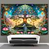 Fantasy Forest Tree Tapestry Green Nature Tree Of Life Tapestry For Bedroom Aesthetic Waterfall Lotus Flower Natural Landscape