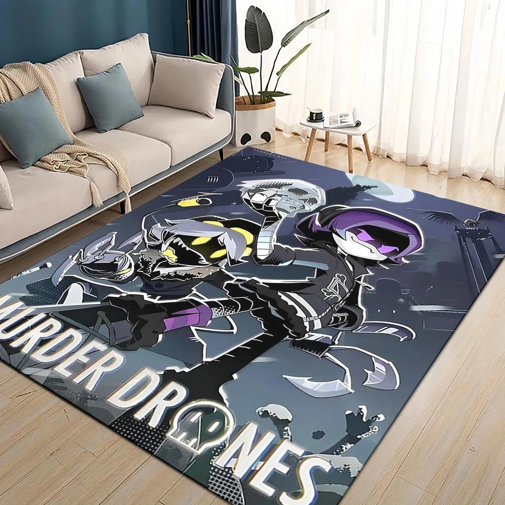 Murder Drones 3D Print Cartoon Uzi V J Robot Gift Carpet Rug for Living Room Bedroom Home Sofa Decoration,kid Non-slip Floor Mat